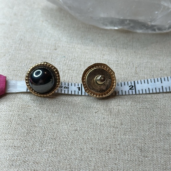 PBD 14KT Peter Brams Design Circle Tiger Eye Stud Gold Earrings - Picture 9 of 9